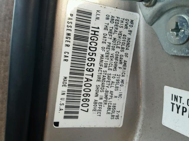 1HGCD5659TA006607 - 1996 HONDA ACCORD EX GOLD photo 10