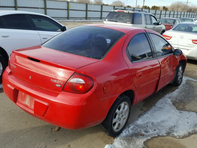 1B3ES56C65D220825 - 2005 DODGE NEON SXT RED photo 4