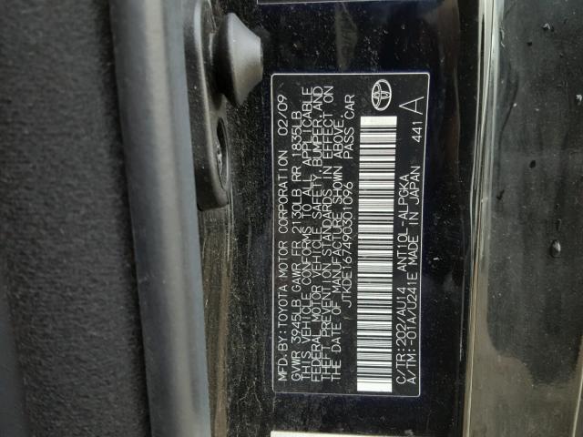 JTKDE167490301096 - 2009 TOYOTA SCION TC 黑色 照片 10