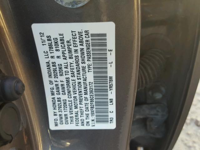 19XFB2F86CE393172 - 2012 HONDA CIVIC EX Boz foto 10