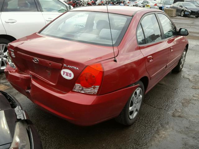 KMHDN46D34U740897 - 2004 HYUNDAI ELANTRA GL RED photo 4