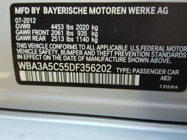 WBA3A5C55DF356202 - 2013 BMW 328 I SILVER photo 10