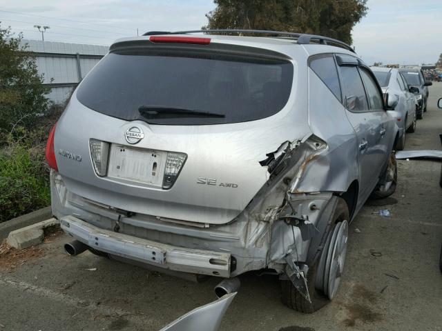 JN8AZ08W35W435946 - 2005 NISSAN MURANO SL SILVER photo 4