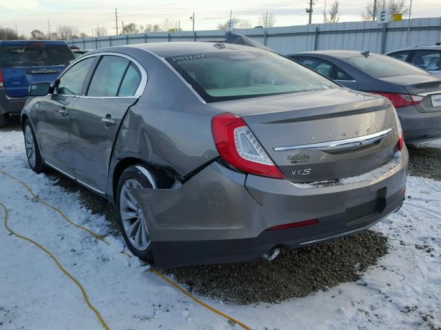 1LNHL9DK7GG603499 - 2016 LINCOLN MKS GRAY photo 3