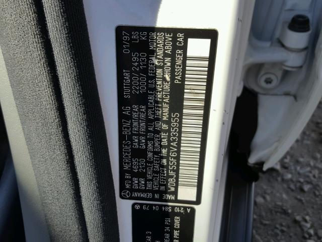 WDBJF55F6VA335955 - 1997 MERCEDES-BENZ E 320 WHITE photo 10