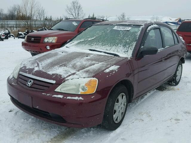 2HGES16593H558438 - 2003 HONDA CIVIC LX MAROON photo 2