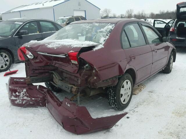 2HGES16593H558438 - 2003 HONDA CIVIC LX MAROON photo 4