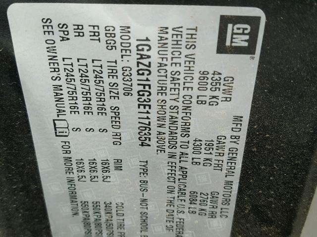 1GAZG1FG3E1176354 - 2014 CHEVROLET EXPRESS G3 BLACK photo 10