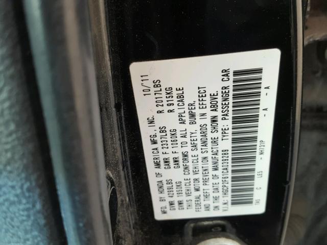 1HGCP2F61CA039289 - 2012 HONDA ACCORD SE BLACK photo 10