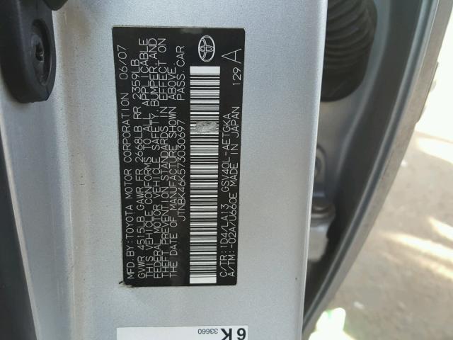 JTNBK46K573030697 - 2007 TOYOTA CAMRY NEW SILVER photo 10