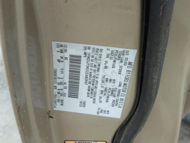 1FMZU73K53ZA85947 - 2003 FORD EXPLORER X GOLD photo 10