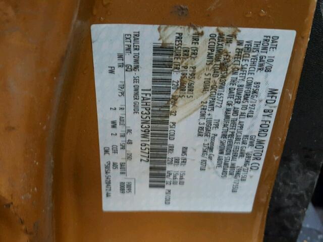 1FAHP35N39W165772 - 2009 FORD FOCUS SE GOLD photo 10