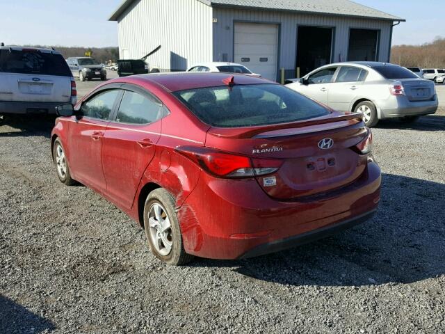 5NPDH4AE8EH486255 - 2014 HYUNDAI ELANTRA SE RED photo 3