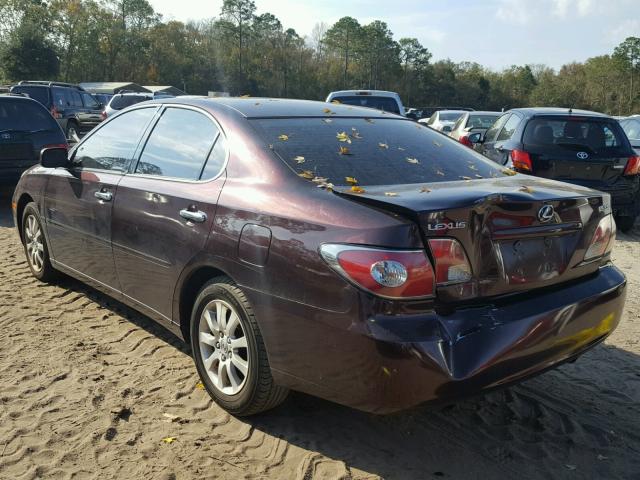 JTHBA30G845022453 - 2004 LEXUS ES 330 MAROON photo 3