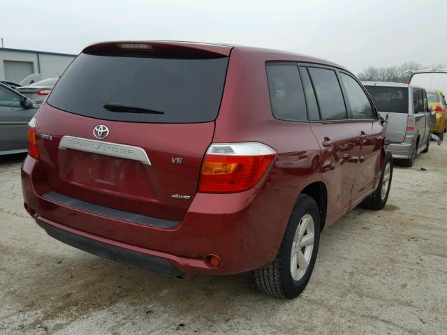 JTEES41A582049575 - 2008 TOYOTA HIGHLANDER MAROON photo 4