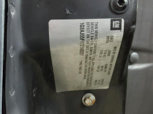 1G8AJ55F17Z149237 - 2007 SATURN ION LEVEL GRAY photo 10