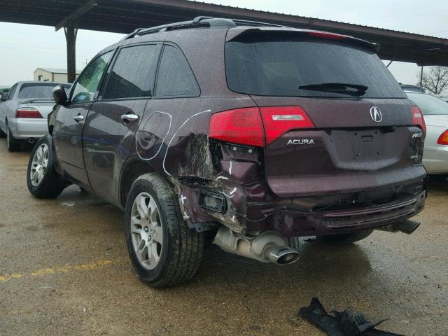 2HNYD28659H503893 - 2009 ACURA MDX TECHNO MAROON photo 3