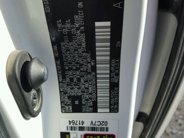 5TDZK23C67S040738 - 2007 TOYOTA SIENNA CE WHITE photo 10