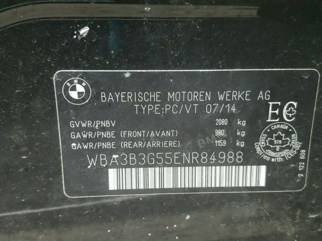 WBA3B3G55ENR84988 - 2014 BMW 328 XI BLACK photo 10