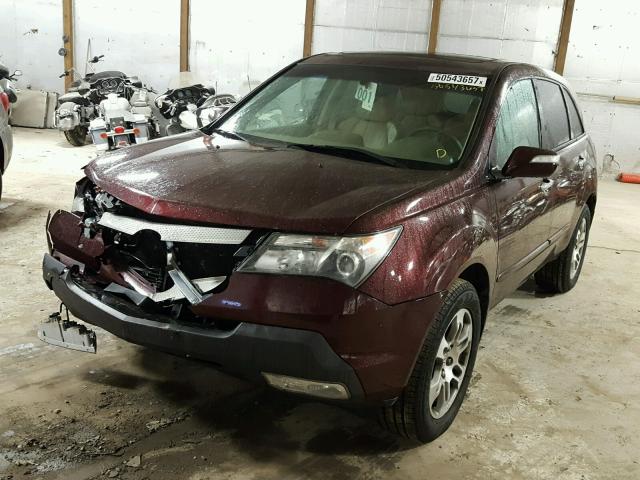 2HNYD283X7H537511 - 2007 ACURA MDX TECHNO BURGUNDY photo 2