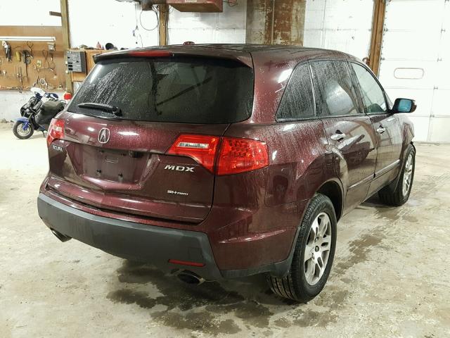 2HNYD283X7H537511 - 2007 ACURA MDX TECHNO BURGUNDY photo 4