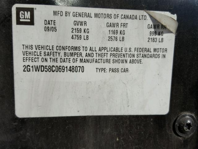 2G1WD58C069148070 - 2006 CHEVROLET IMPALA SUP BLACK photo 10