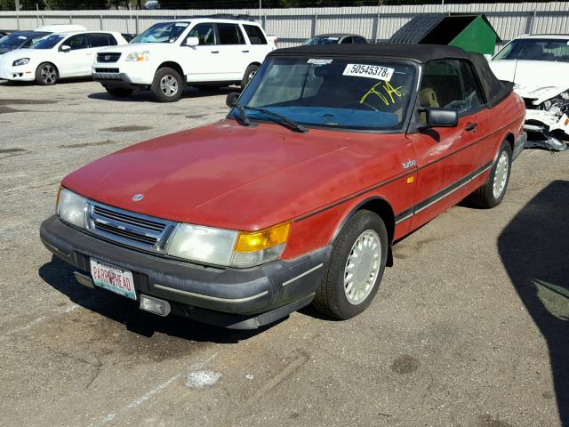 YS3AT76L3K7031865 - 1989 SAAB 900 RED photo 2