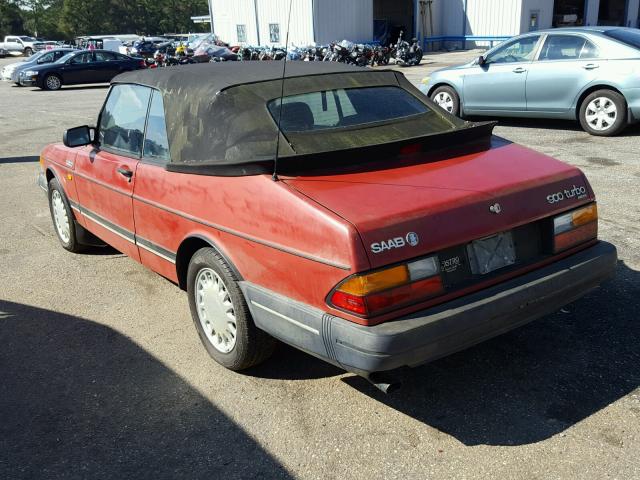 YS3AT76L3K7031865 - 1989 SAAB 900 RED photo 3