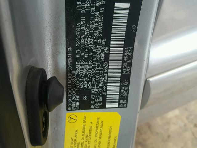 JTEEP21A360165629 - 2006 TOYOTA HIGHLANDER SILVER photo 10