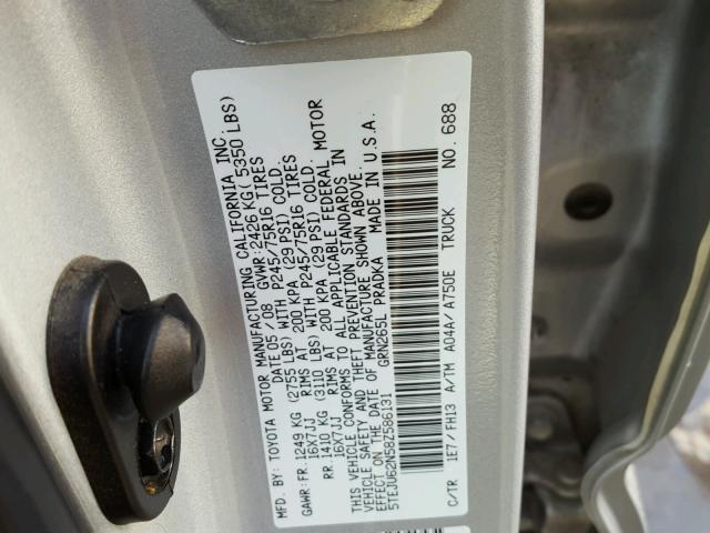 5TEJU62N58Z586131 - 2008 TOYOTA TACOMA DOU SILVER photo 10