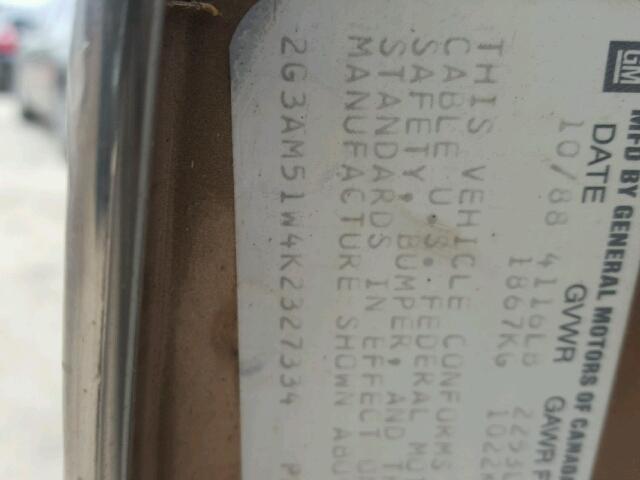 2G3AM51W4K2327334 - 1989 OLDSMOBILE CUTLASS CI GOLD photo 10