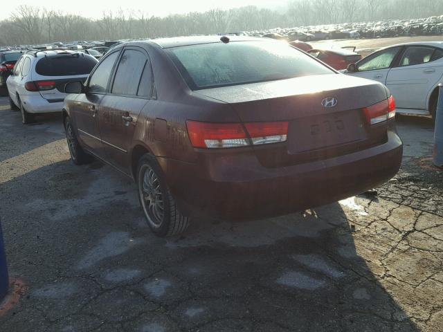 5NPET46C87H245602 - 2007 HYUNDAI SONATA GLS MAROON photo 3