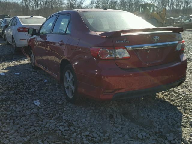 2T1BU4EE2BC736858 - 2011 TOYOTA COROLLA BA RED photo 3