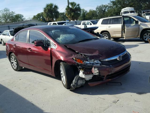 2HGFB2F94CH557162 - 2012 HONDA CIVIC EXL MAROON photo 1