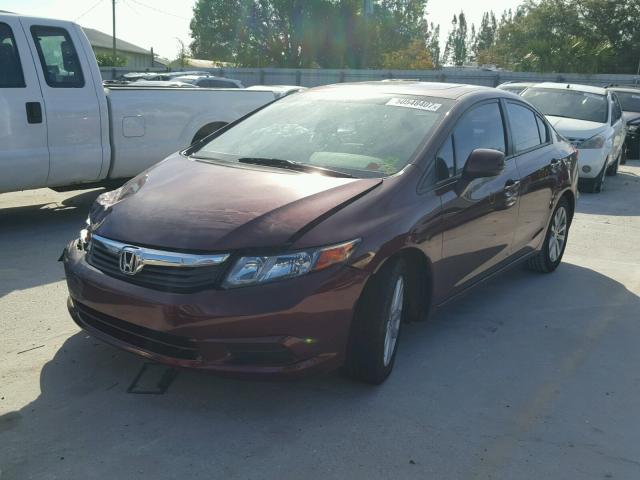 2HGFB2F94CH557162 - 2012 HONDA CIVIC EXL MAROON photo 2