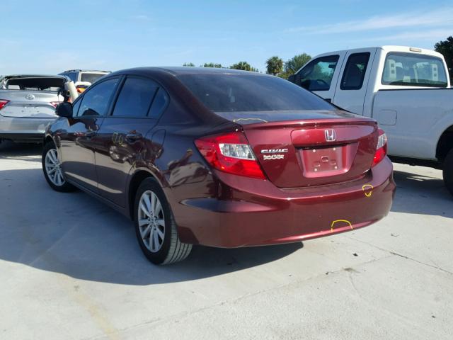 2HGFB2F94CH557162 - 2012 HONDA CIVIC EXL MAROON photo 3