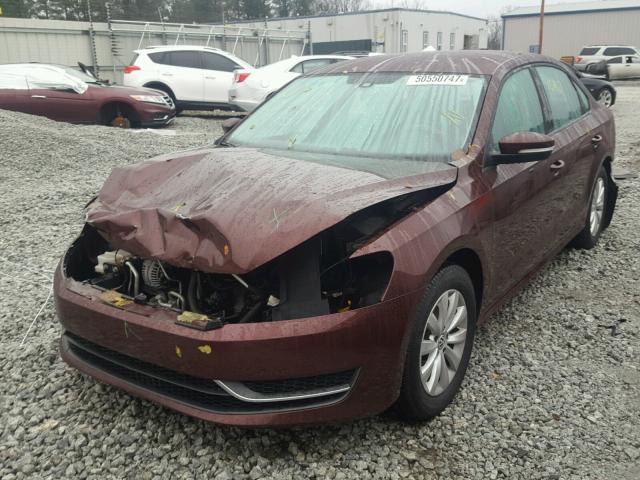 1VWAP7A30DC123137 - 2013 VOLKSWAGEN PASSAT S MAROON photo 2