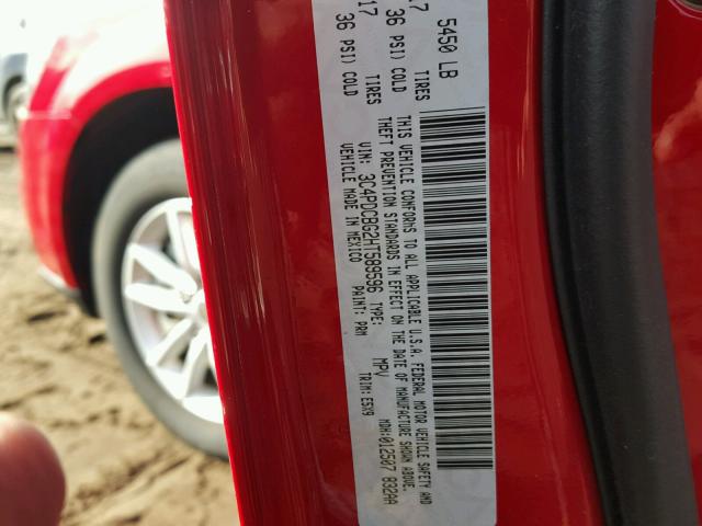 3C4PDCBG2HT589596 - 2017 DODGE JOURNEY SX RED photo 10