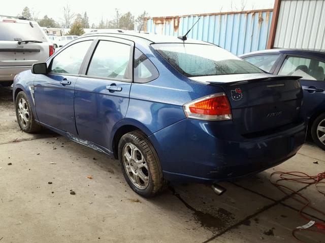 1FAHP35N68W205468 - 2008 FORD FOCUS SE BLUE photo 3