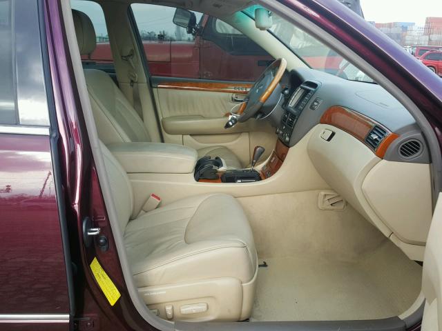 JTHBN36F855027026 - 2005 LEXUS LS 430 BURGUNDY photo 5