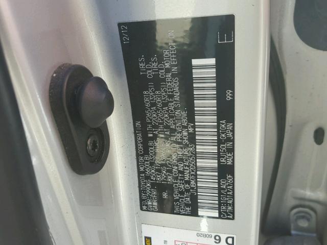 JTJBM7FX2D5057283 - 2013 LEXUS GX BASE SILVER photo 10