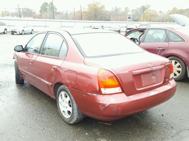 KMHDN45D82U368214 - 2002 HYUNDAI ELANTRA GL RED photo 3