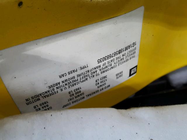 1G1AM18B567683035 - 2006 CHEVROLET COBALT SS YELLOW photo 10