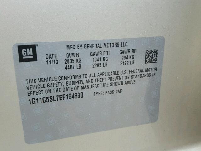 1G11C5SL7EF164830 - 2014 CHEVROLET MALIBU 1LT 金色 照片 10