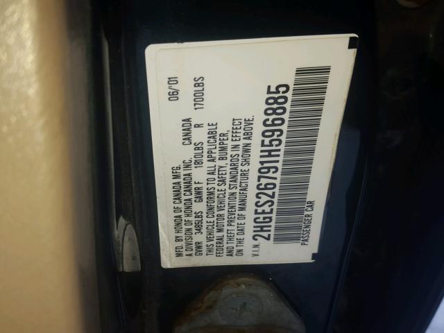 2HGES26791H596885 - 2001 HONDA CIVIC EX მწვანე ფოტო 10