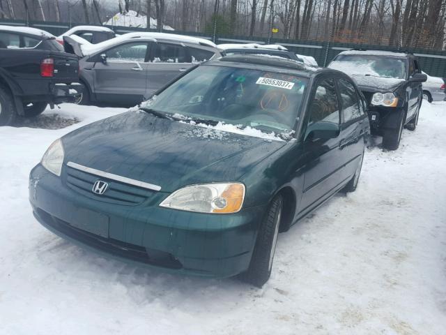 2HGES26791H596885 - 2001 HONDA CIVIC EX GREEN photo 2