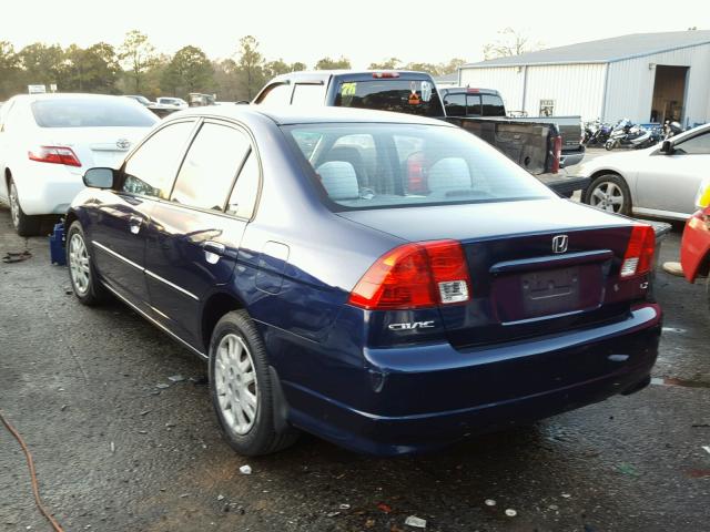 2HGES16554H547339 - 2004 HONDA CIVIC LX BLUE photo 3