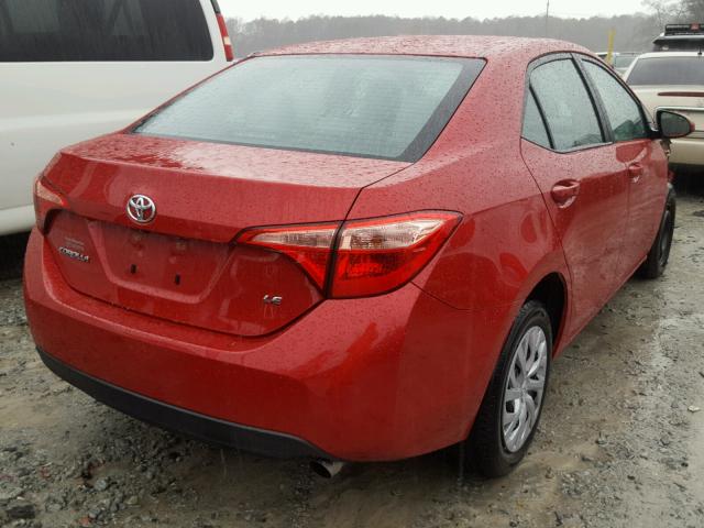 2T1BURHEXHC817687 - 2017 TOYOTA COROLLA L RED photo 4