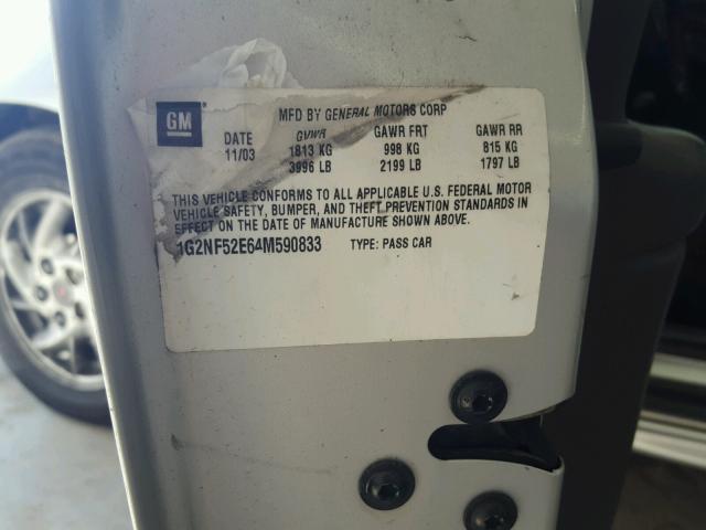 1G2NF52E64M590833 - 2004 PONTIAC GRAND AM S 银色 照片 10