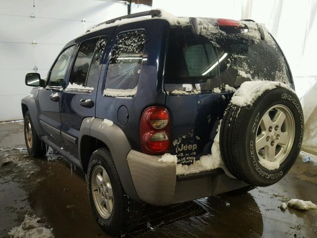 1J4GL48K55W667356 - 2005 JEEP LIBERTY SP BLUE photo 3